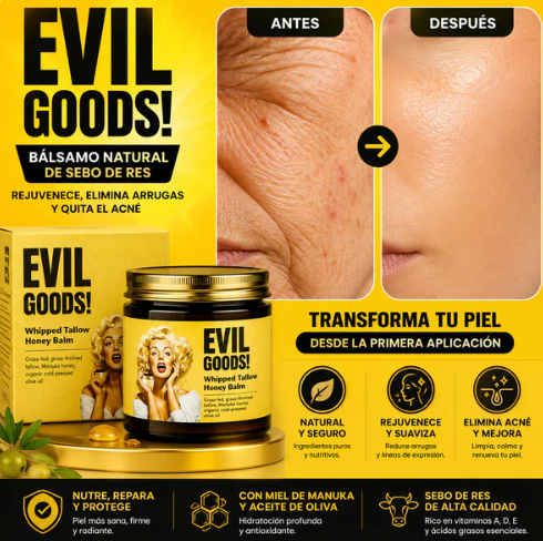 Evil Goods - Crema de Sebo de Res Rejuvenecedora y Reductor de Arrugas